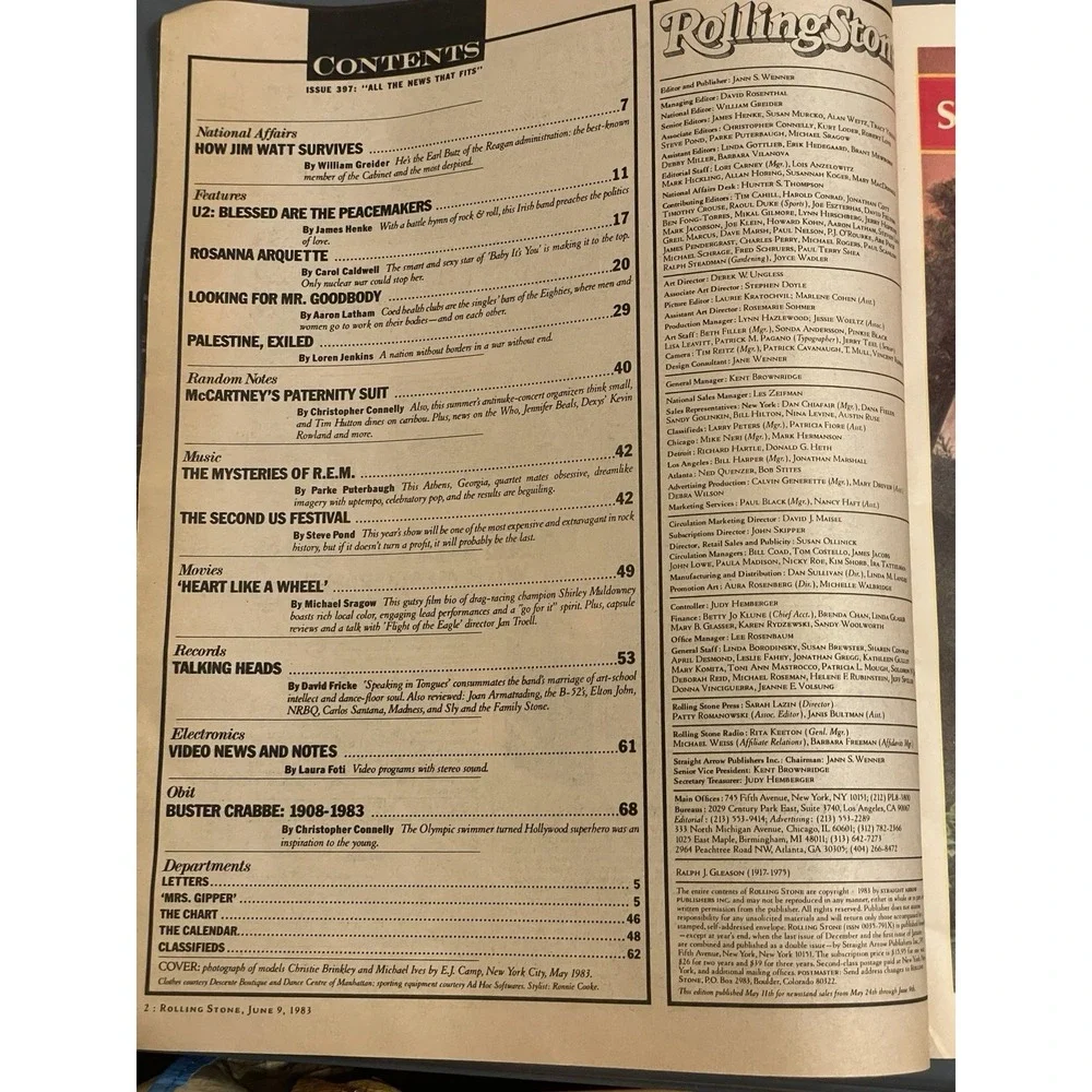 Rolling Stone Magazine June 1983 Talking Heads‎ U2 R.E.M. Christie Brinkley